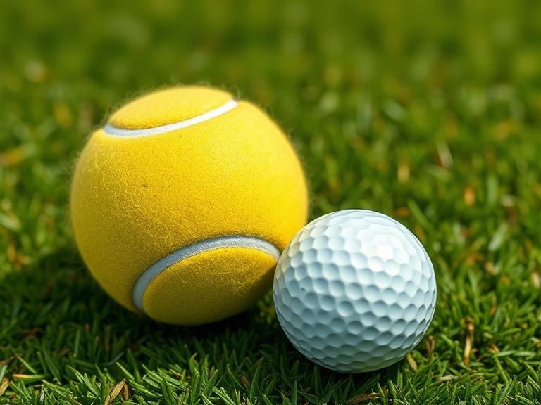 Tennis ball and a golf ball